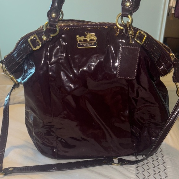 Coach Burgundy Patent Leather Tote - Picture 5 of 6